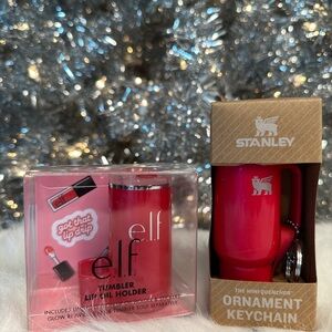 Stanley Cup Keychain and ELF Lip Oil Holder - Red Delicious